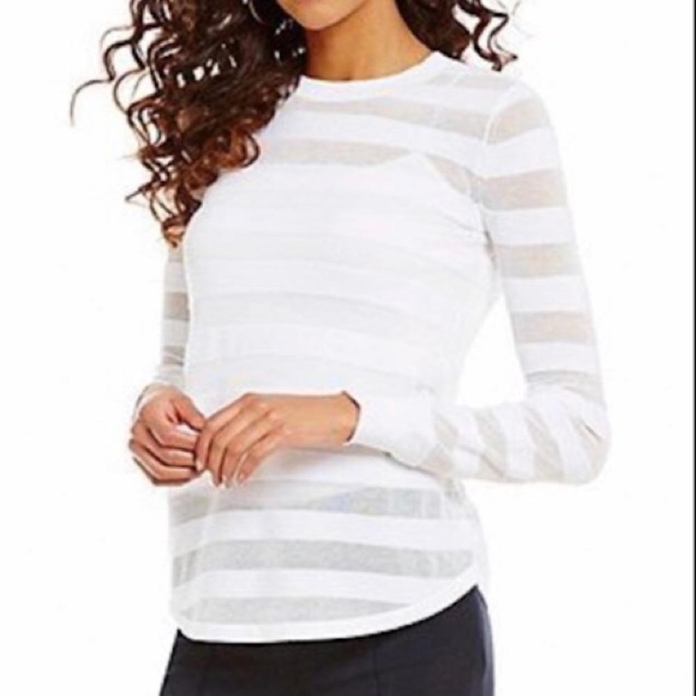 Michael Michael Kors White Sheer Striped Sweater